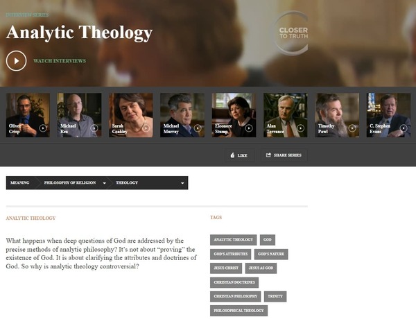 Closer to Truth Web Series on Analytic Theology